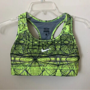 Nike Pro Neon Green Black Sports Bra Size S